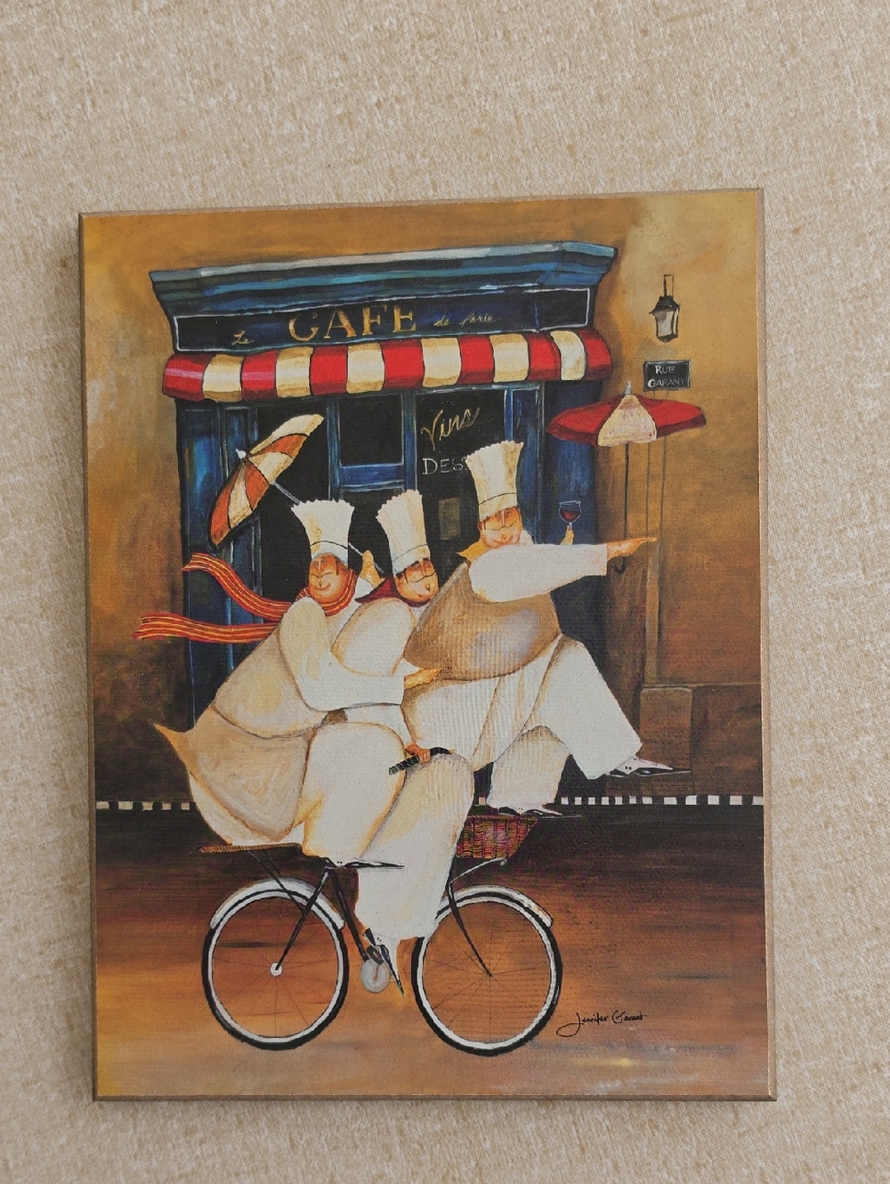 Cafe Chefs Wall Art Print - Warm Brown & Blue
